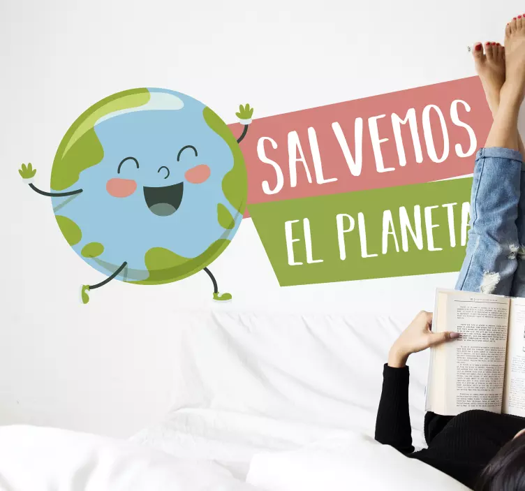 Vinilo pared frase salvemos el planeta - TenVinilo
