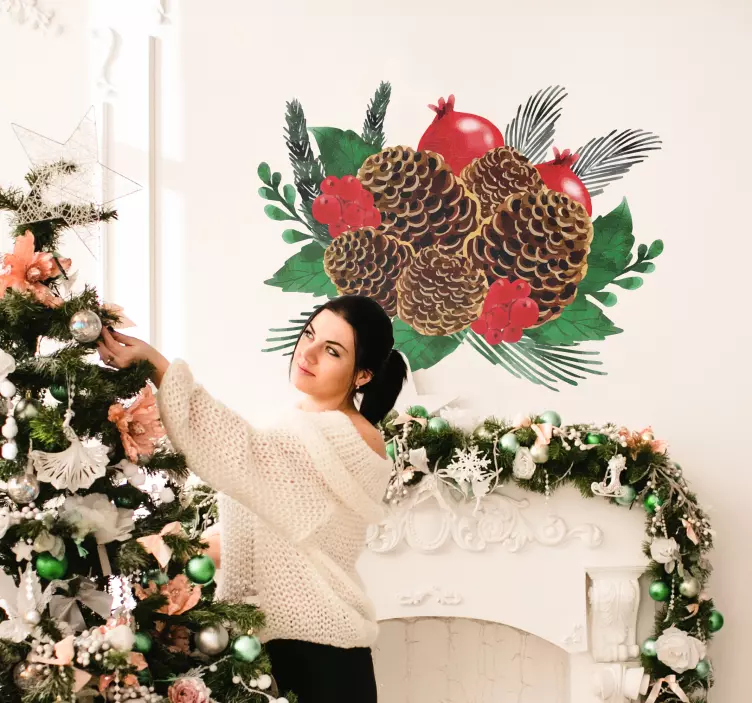 Vinilo pared Piña navideña - TenVinilo