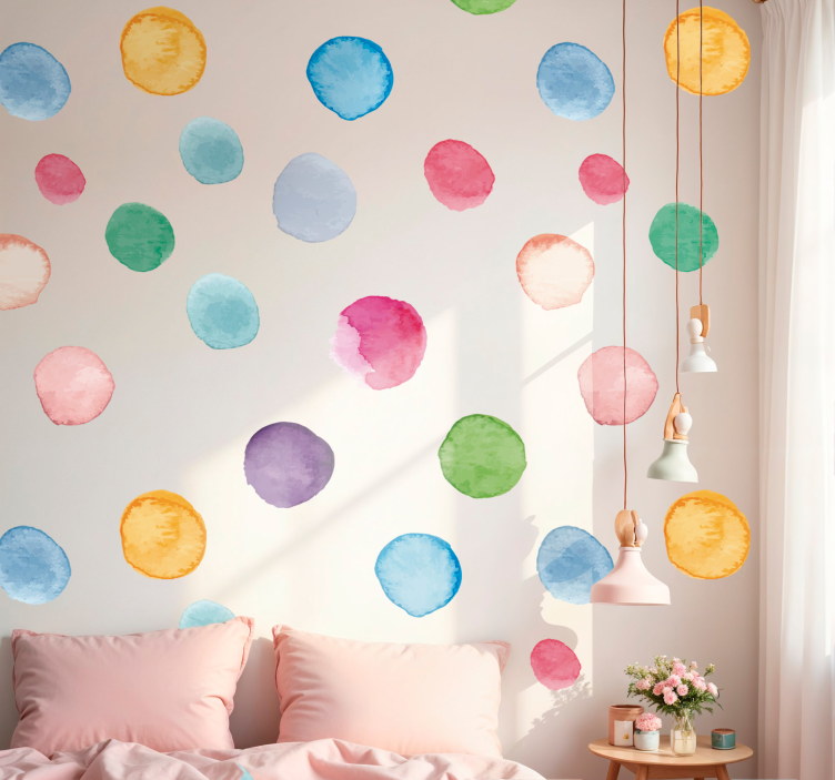 Vinilo pared puntos multicolor pastel - TenVinilo