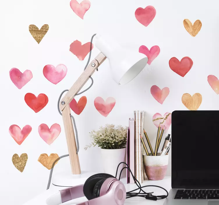 Vinilo habitación juvenil set de corazones - TenVinilo