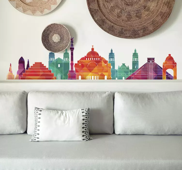 Vinilo pared skyline México - TenVinilo