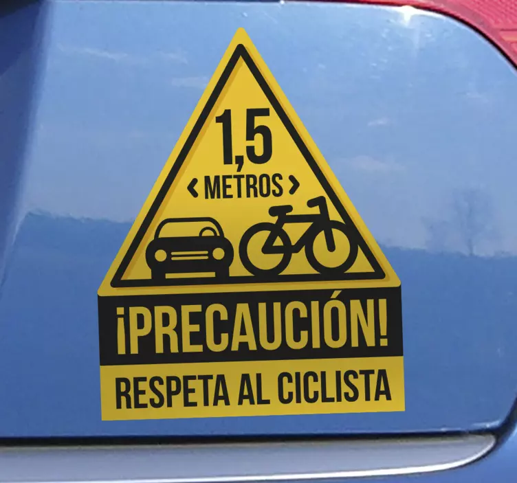 Vinilo precaución ciclista distancia seguridad - TenVinilo
