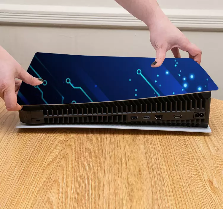 Vinilo PS5 patrón de circuito azul - TenVinilo