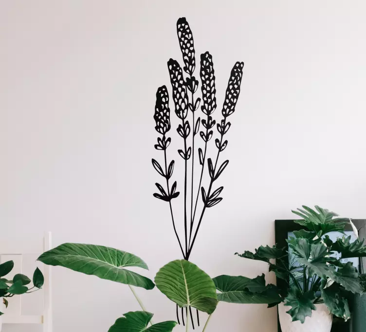 Vinilo para puerta Ilustración flores secas minimalista - TenVinilo