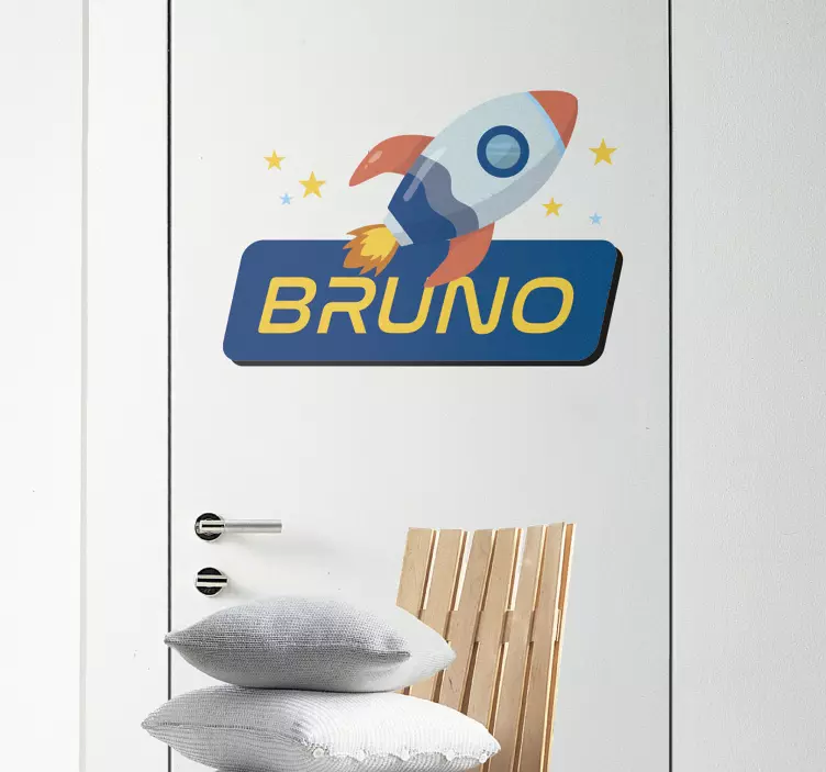 Vinilo para puerta personalizable nombre astronauta - TenVinilo