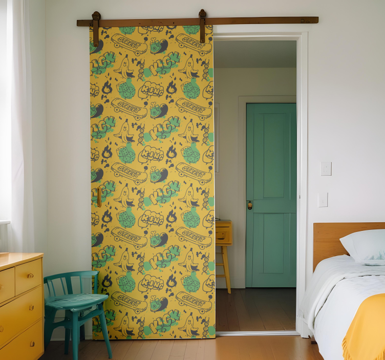 Vinilo puerta patrón urbano - TenVinilo