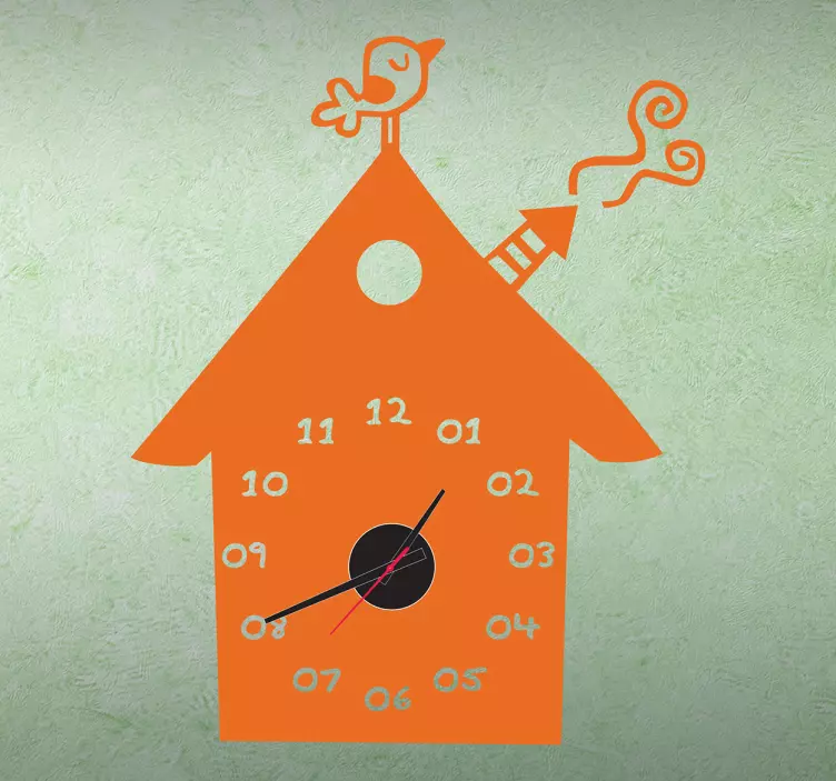 Vinilo reloj infantil casa pájaros - TenVinilo