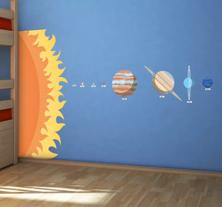 Vinilo infantil para pared del sistema solar para escalar  - TenVinilo