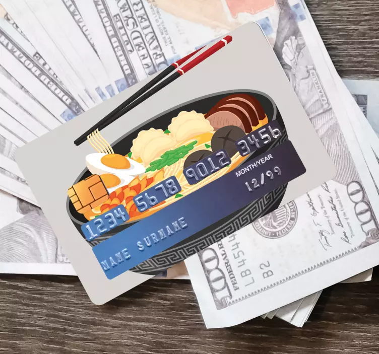 Vinilo tarjeta de crédito ilustración de sushi bowl - TenVinilo