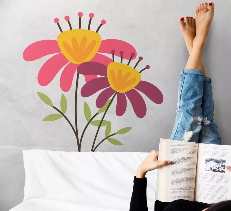 Vinilo para cristales Medias flores rosadas - TenVinilo