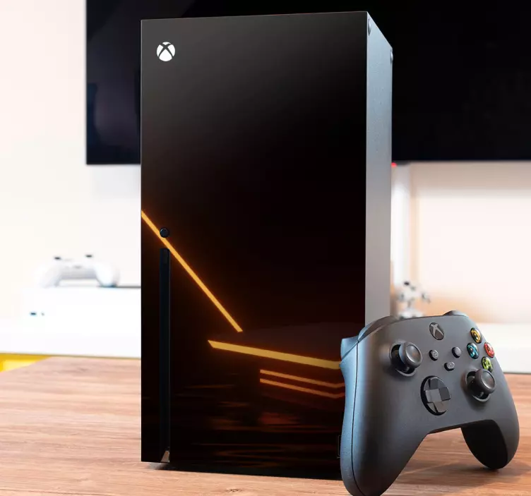 Pegatina Xbox Negro con luces rojas futurista - TenVinilo