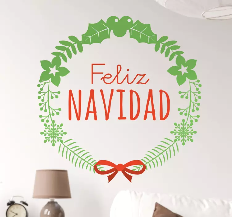 Vinilos decorativos corona feliz navidad - TenVinilo