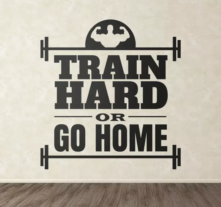 Vinilos pared gimnasio train hard - TenVinilo