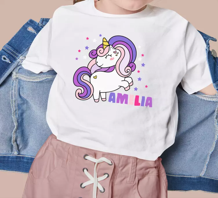 Camiseta bebé Insignia de texto de unicornio mágico - TenVinilo
