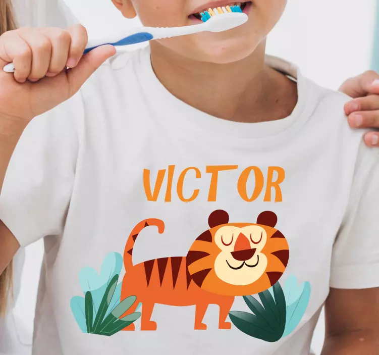 Camiseta bebé Lindo tigre para niño con nombre - TenVinilo