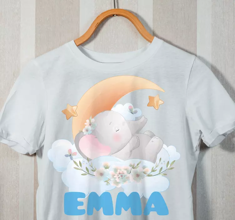 Camiseta bebé Lindos animales elefante con nombre - TenVinilo