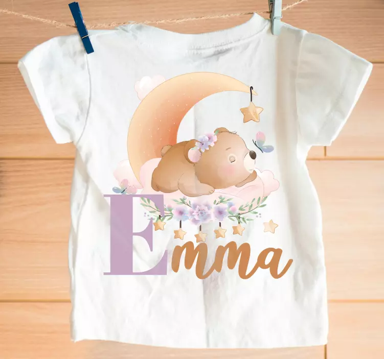 Camiseta bebé Lindos animales oso con nombre - TenVinilo