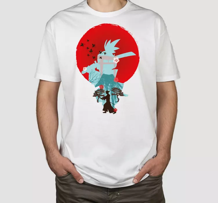 Camiseta anime fighter sunset illustration - TenVinilo