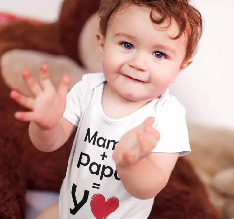 Camiseta bebé Mamá y Papá igual a Yo - TenVinilo
