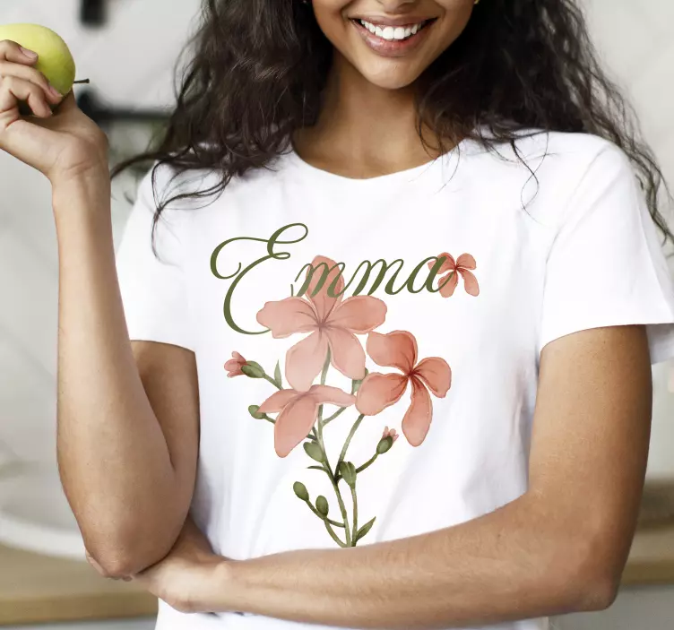 Camiseta con flores hermosas y con nombre - TenVinilo