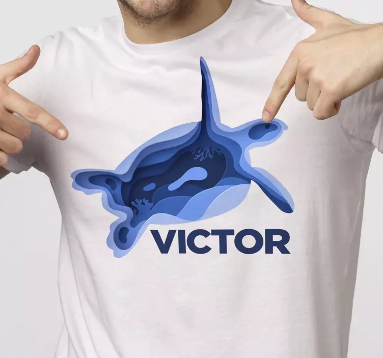 Camiseta hombre de tortuga abstracta con nombre - TenVinilo