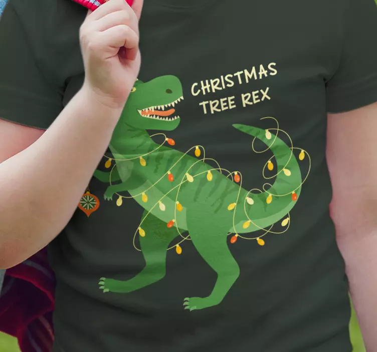 Camiseta navideña árbol rex dino - TenVinilo
