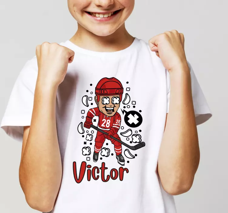 Camiseta infantil con nombre jugador hockey - TenVinilo