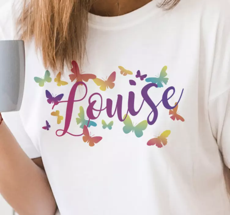 Camiseta mariposas multicolores con nombre - TenVinilo