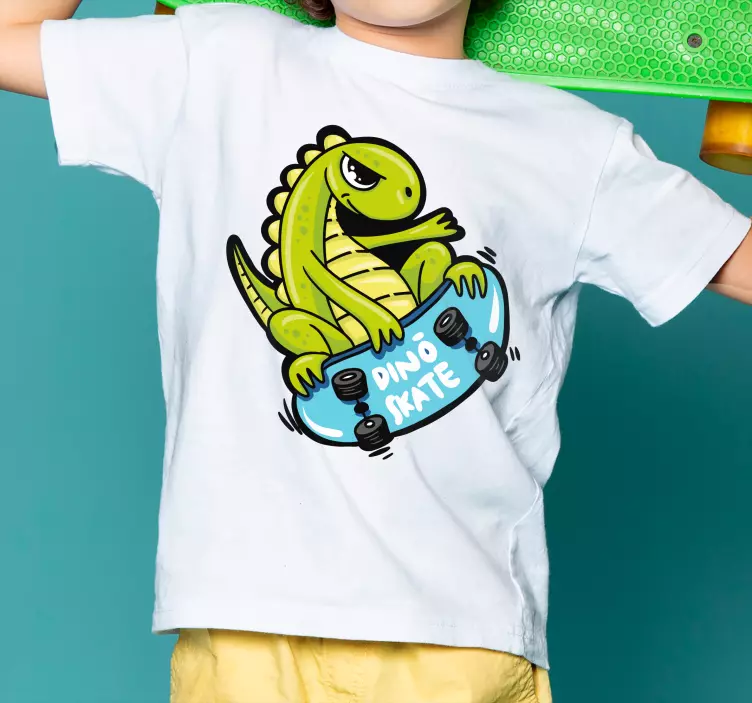 camiseta niño bebé dinosaurio patinando - TenVinilo