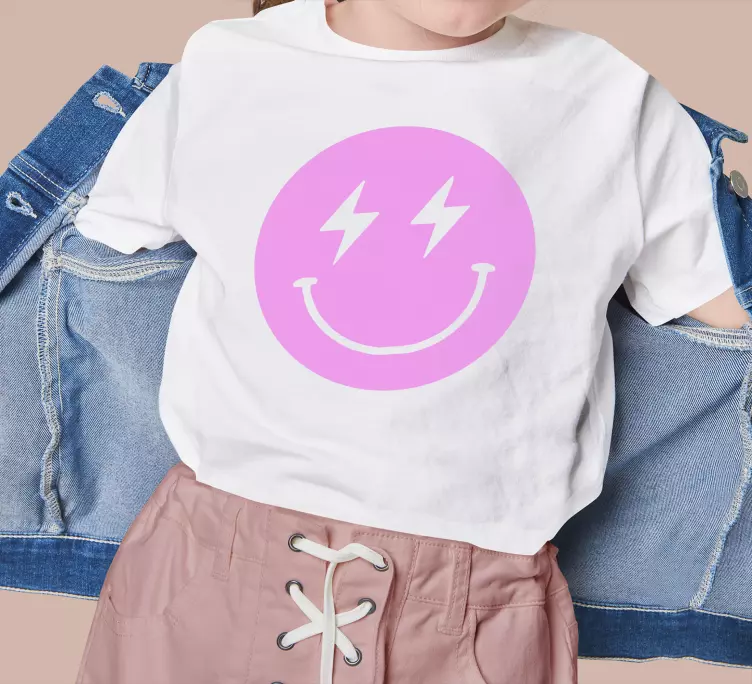 Camiseta infantil Cara sonriente del rayo rosa - TenVinilo