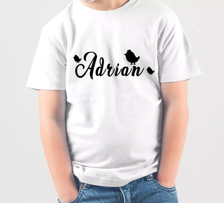 Camiseta infantil Nombre con pajaritos - TenVinilo