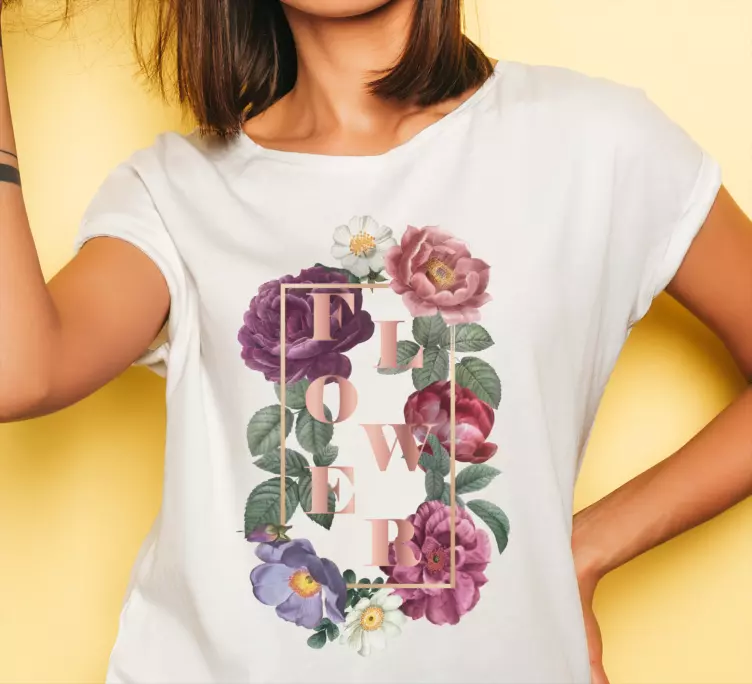 Camiseta tipografía floral personalizada - TenVinilo