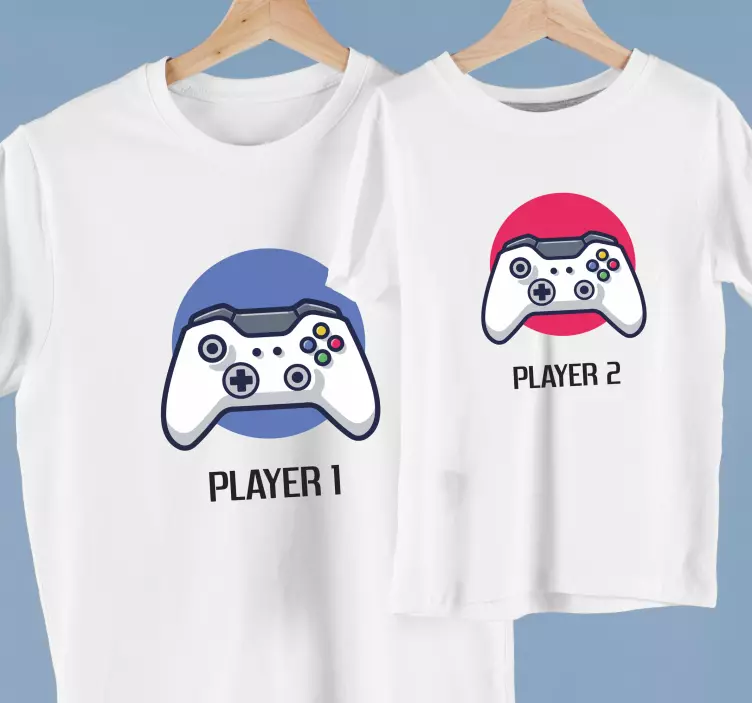 Camiseta padre e hijo Joystick con control y jugador - TenVinilo