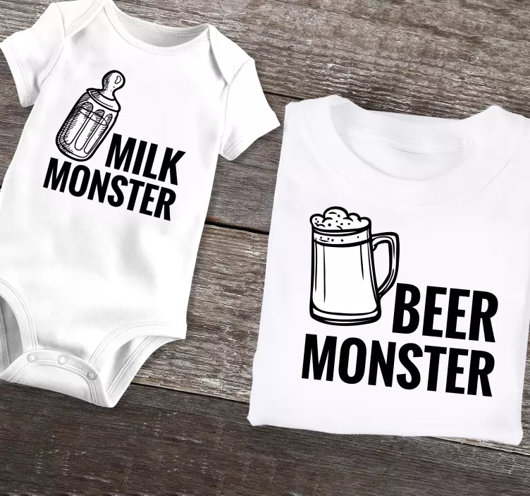 Camiseta padre e hijo Monstruo de cerveza y leche - TenVinilo