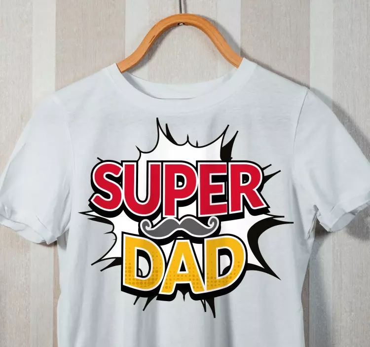 Camiseta padre e hijo Super papá cómico con bigote - TenVinilo
