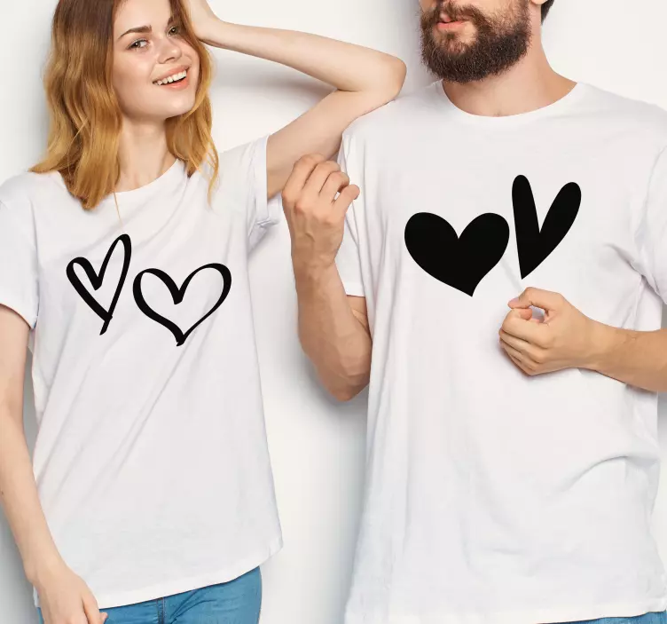 Camisetas parejas Corazones llenos y vacíos - TenVinilo