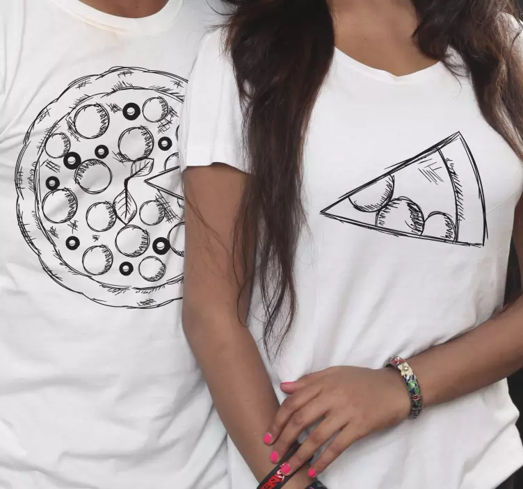 Camisetas parejas Pizza falta una rebanada - TenVinilo