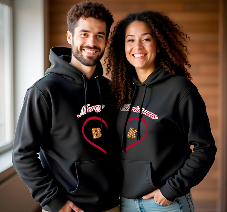 Camisetas parejas sudaderas navideñas personalizadas con letras - TenVinilo