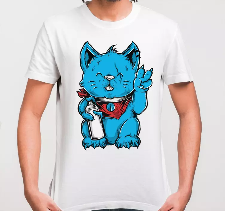 Camiseta personalizada de gato de dibujos animados con pendiente - TenVinilo