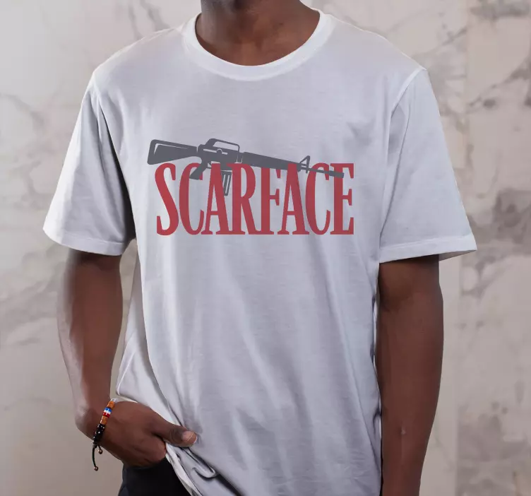 Imagen de película scarface con texto camiseta personalizada - TenVinilo