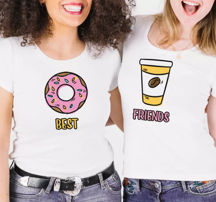 Mejores amigos donut y café camiseta personalizada - TenVinilo