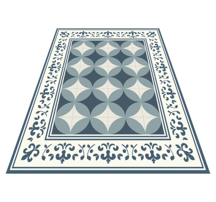 Alfombra vinílica hidráulica motivo azul y blanco - TenVinilo