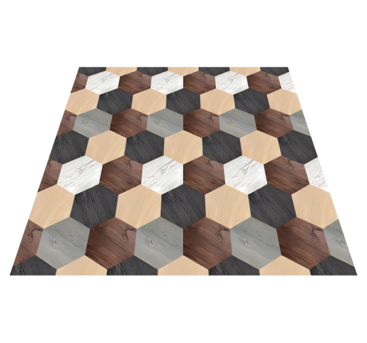 Alfombra vinílica cocina hexágonos de madera mixta - TenVinilo