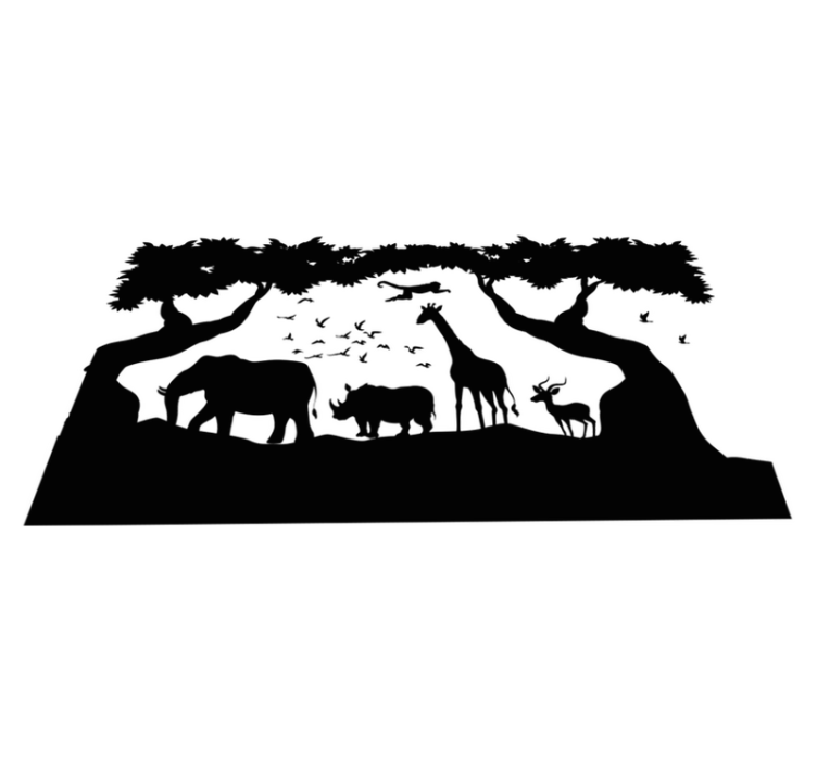 Alfombra vinílica animales sabana en blanco y negro - TenVinilo