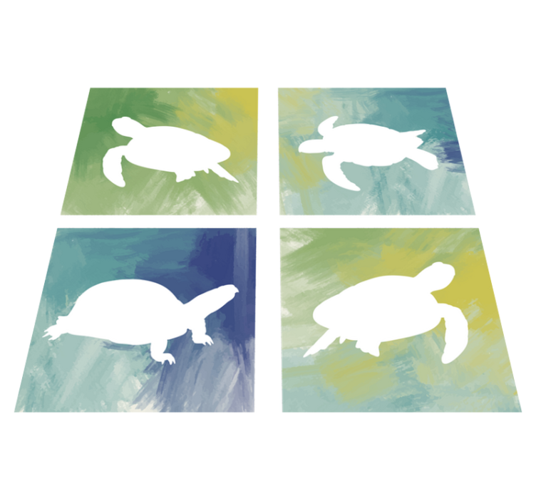 Alfombra vinílica animales mosaico de tortugas coloridas - TenVinilo