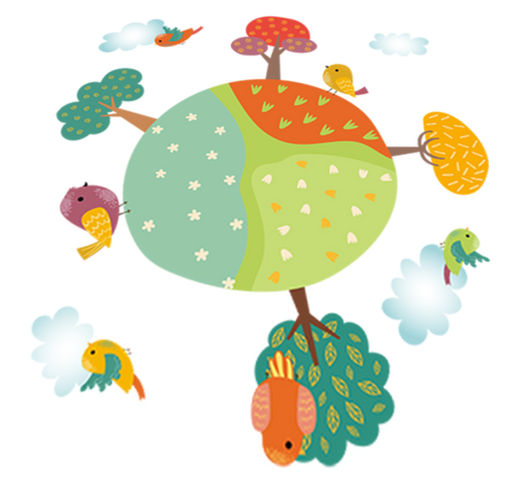 Alfombra vinílica animales círculo blanco primavera - TenVinilo