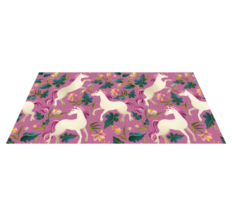 Alfombra vinílica animales diseño de caballo floral rosa - TenVinilo