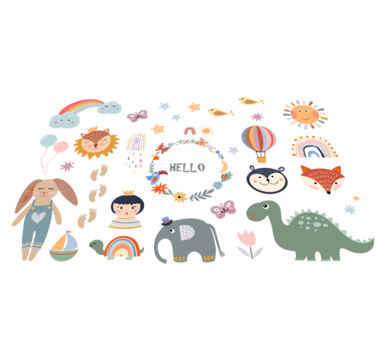 Alfombra vinílica animales elemento floral infantil - TenVinilo