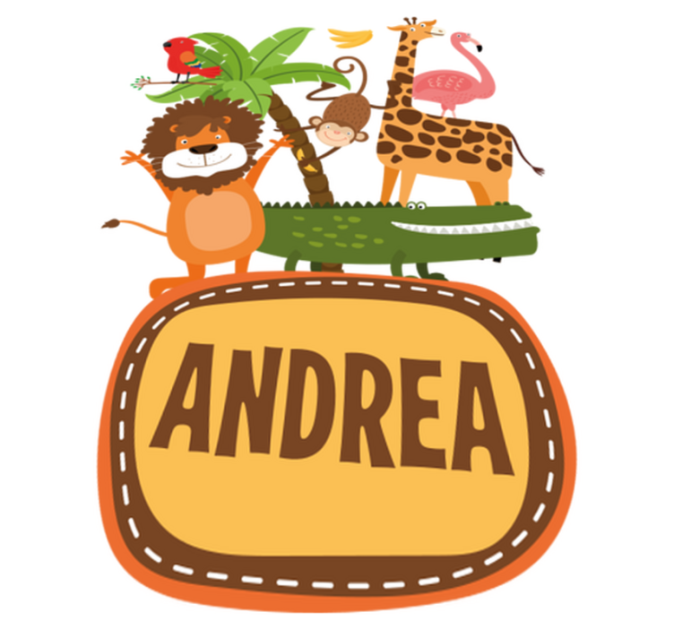 Alfombra vinílica animales árbol de la selva con nombres - TenVinilo