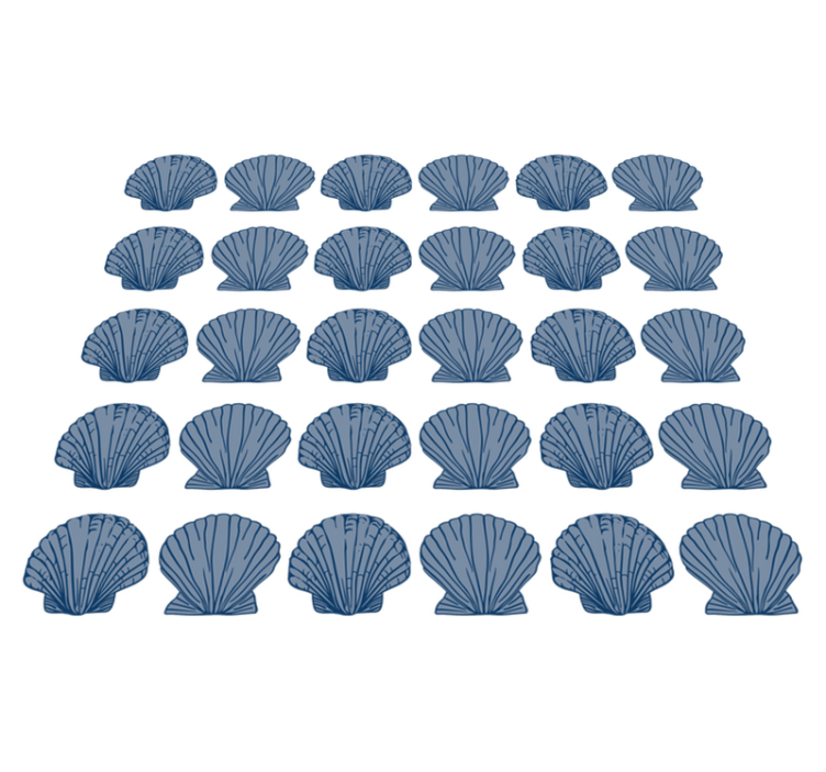 Alfombra vinílica animales tonos azules con conchas - TenVinilo